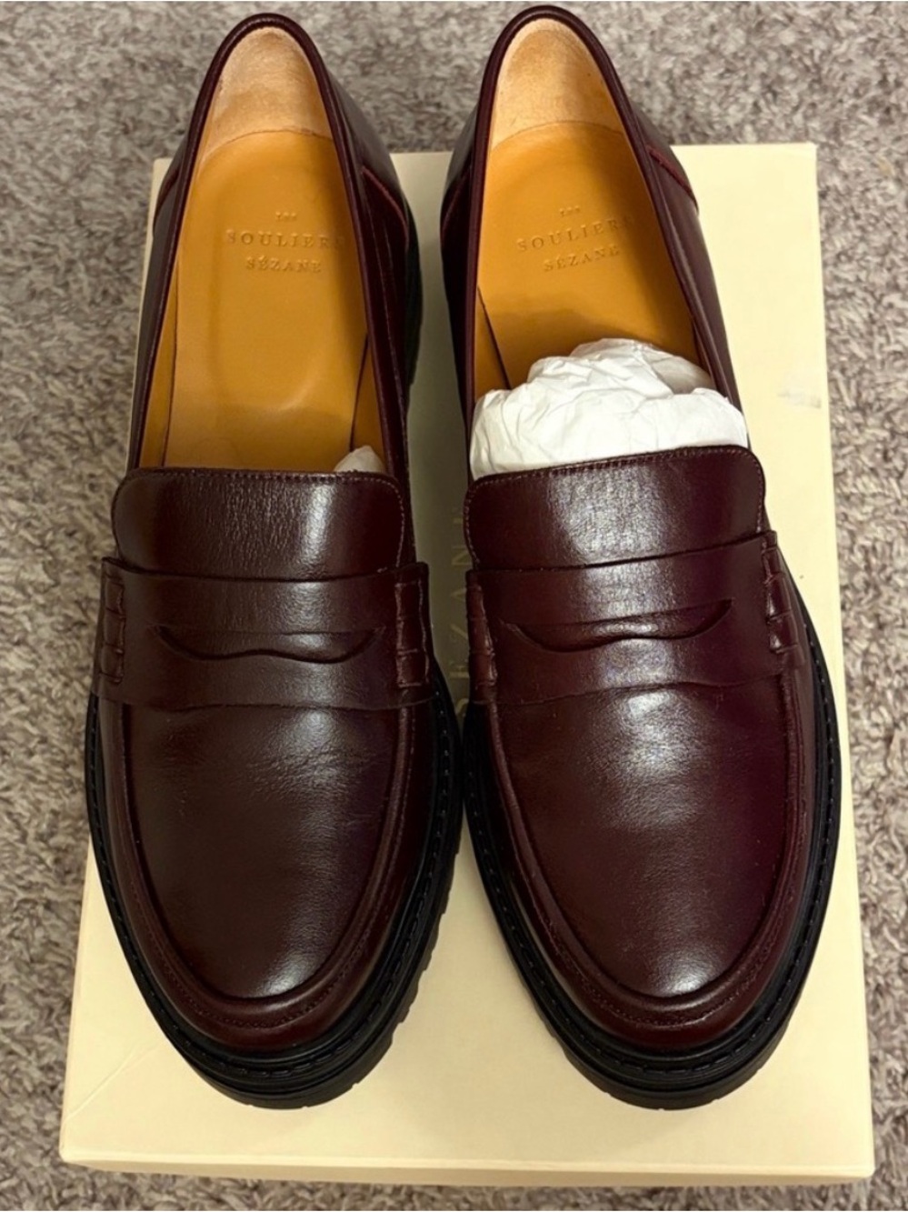 NEW IN BOX Sezane Albane Burgundy Loafers Women 38 Size 7 / 8